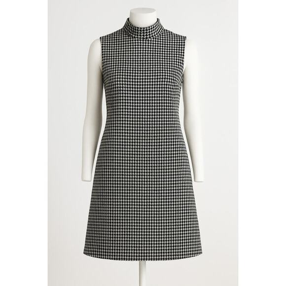 J. McLaughlin Dresses & Skirts - J.McLaughlin Sleeveless Mock-Neck Shift Dress Classic Houndstooth Size Large